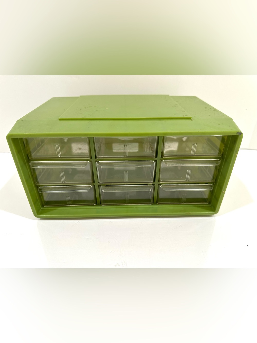 Vintage 9 Drawer Akro-Mils Avocado Green Storage Organizer Small Craft Box